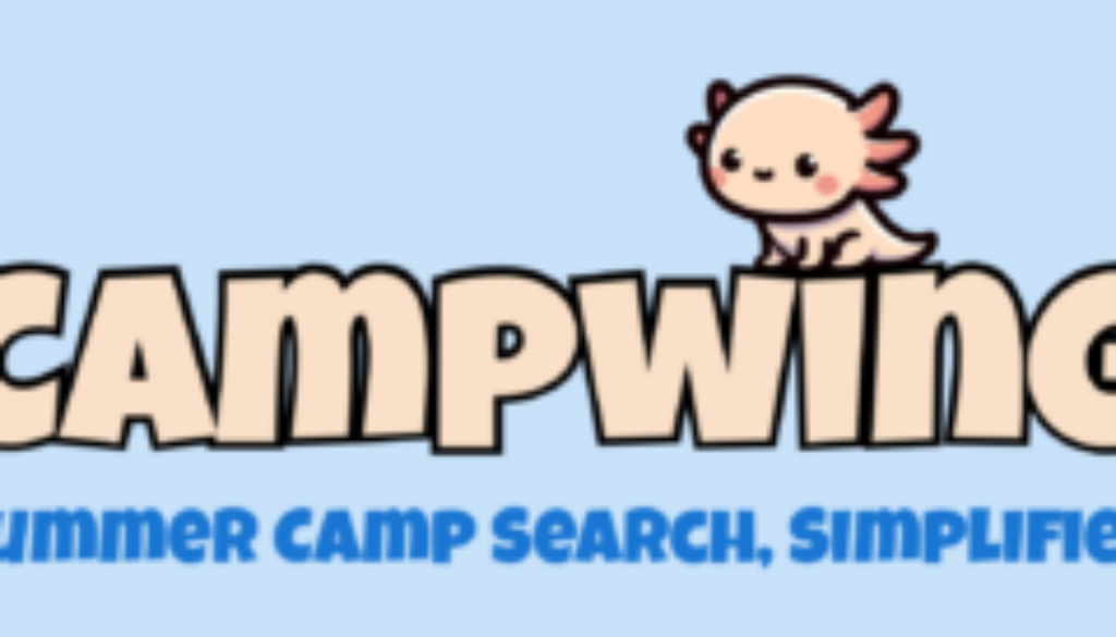 Campwing Logo & Tagline on Blue - Horizontal