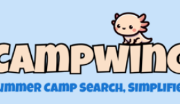 Campwing Logo & Tagline on Blue - Horizontal