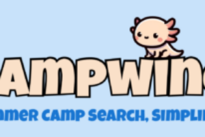 Campwing Logo & Tagline on Blue - Horizontal