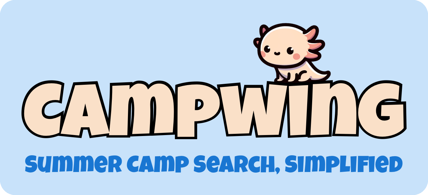 Campwing Logo & Tagline on Blue - Horizontal